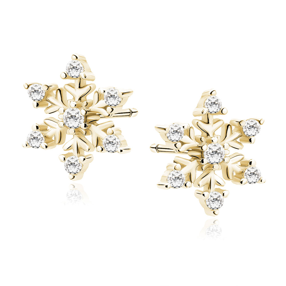 Cercei argint placati cu aur galben fulg de nea cu pietre DiAmanti Z1788EG_W-DIA Cercei argint placati cu aur galben fulg de nea cu pietre DiAmanti Z1788EG_W-DIA